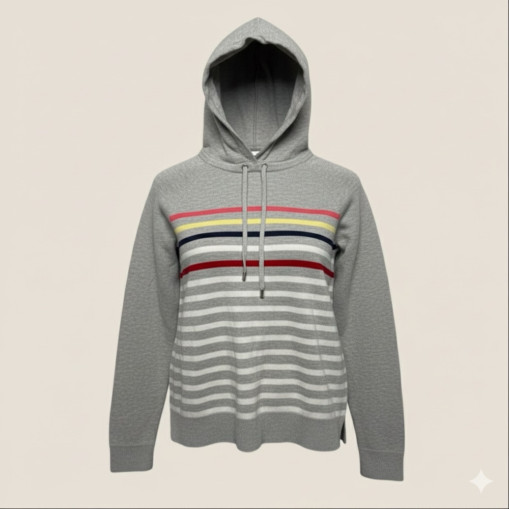 Charter Club Gray Hoodie with‎ Colorful Stripes